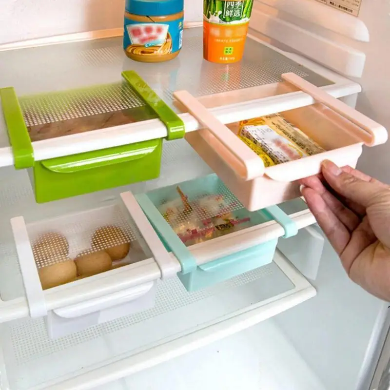 Køleskab til Opbevaring Badeværelse Hylder Rack Med Lag Partition Køleskab Plast Opbevaring Indehaveren Træk-ud-Skuffe Køkken Organizer