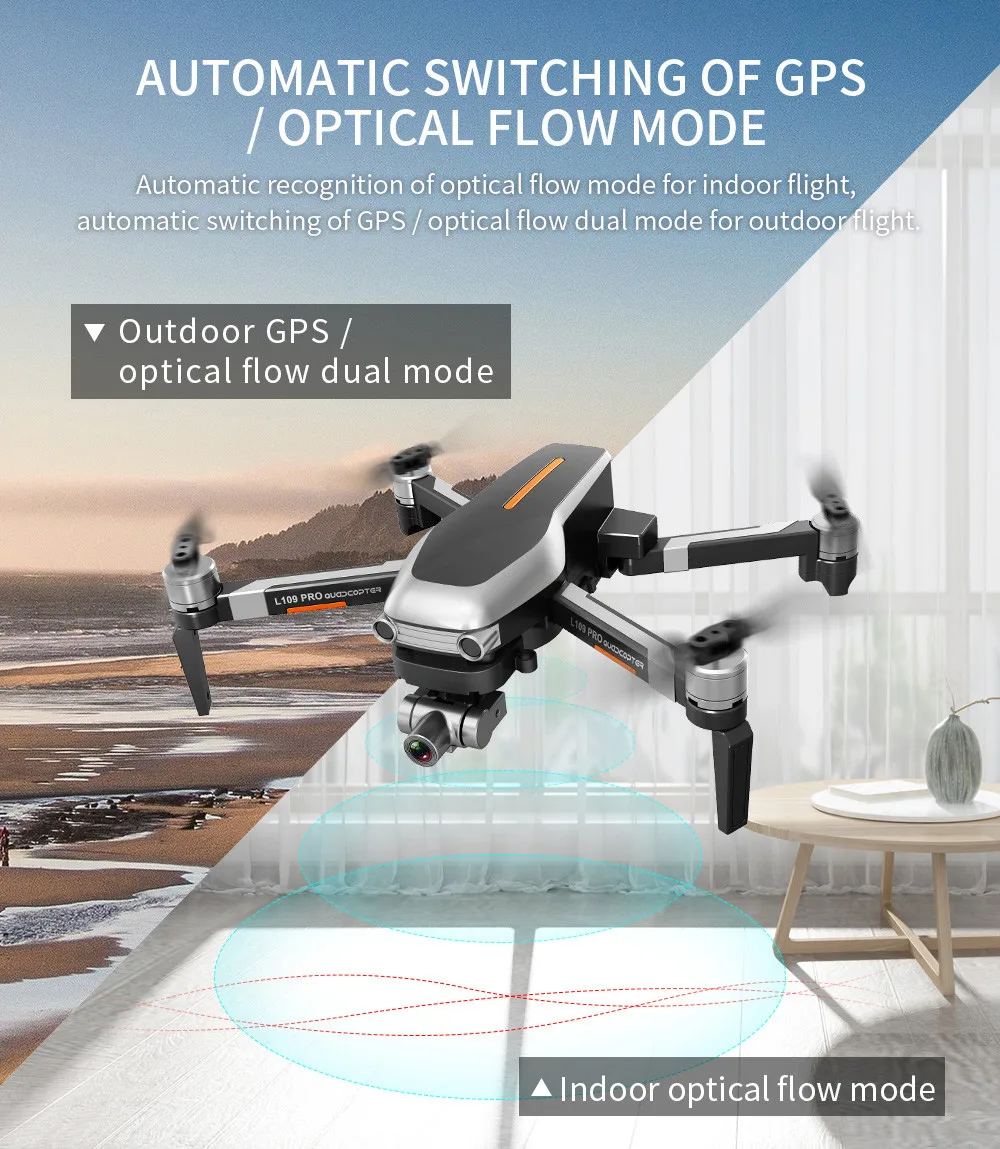 L109PRO GPS-Drone 4K Quadcopter HD ESC Kamera Børsteløs 5G WiFi FPV HD ESC Kamera Børsteløs Helikopter Lang flyvetid