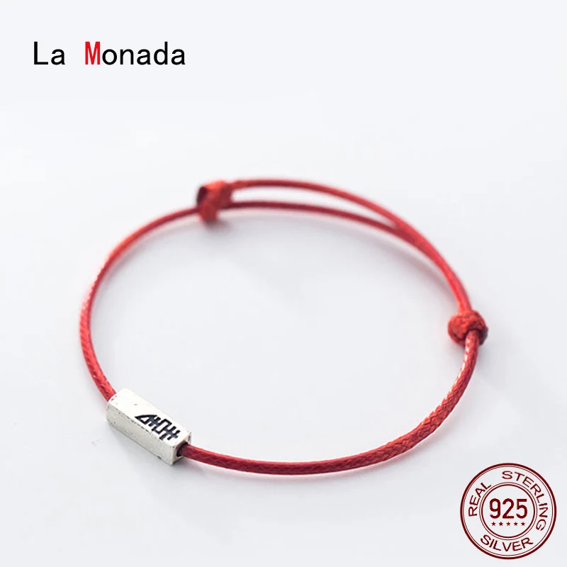 La Monada Par Røde Tråd For Hånd 925 Sterling Sølv Armbånd Rød Tråd Snor Reb Armbånd Til Kvinder Sølv 925 Kinesisk