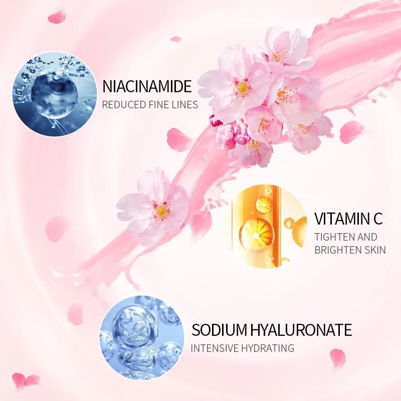 LAIKOU Cherry Blossoms Face Cream Fugtgivende Hyaluronsyre Nicotinamid C-Vitamin Kridtning Anti-aging Firma Lysere Hud