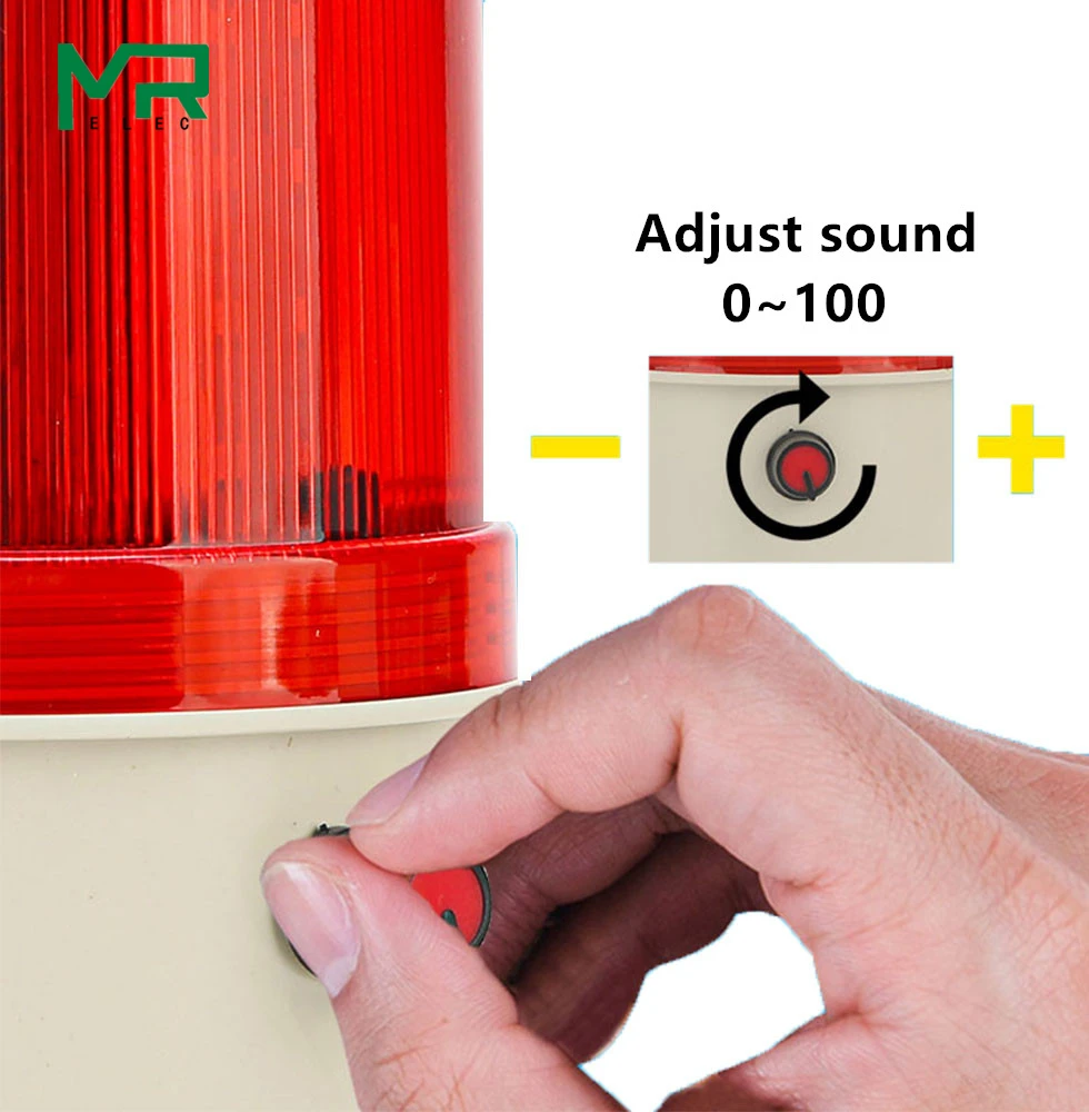 Led-90j knap hørbar og visuel alarm lyd justerbar 0-100 dB LED-Indikator lys små Blinkende Lys, Sikkerhed Alarm