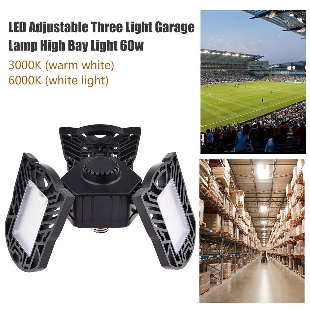Led Garage Lampe UFO Deformere Industrielle Lampen E27/E26 Led High Bay Lys 60/80W Workshop Parkering Lager Lampe 85-265v