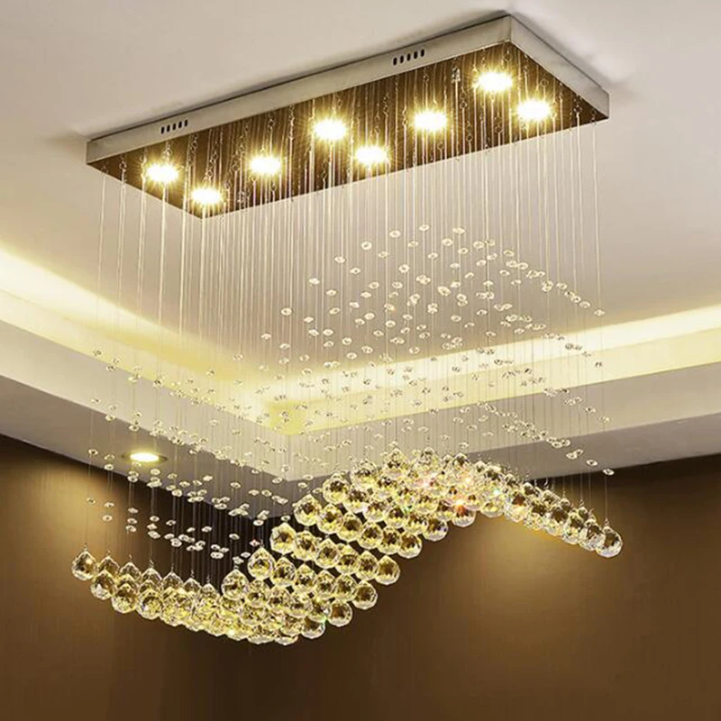 LED-Moderne Rektangel Stue krystallysekroner K9 Kampprogram for Elektriske Apparater Og Lampe Indendørs Hjem Kontor