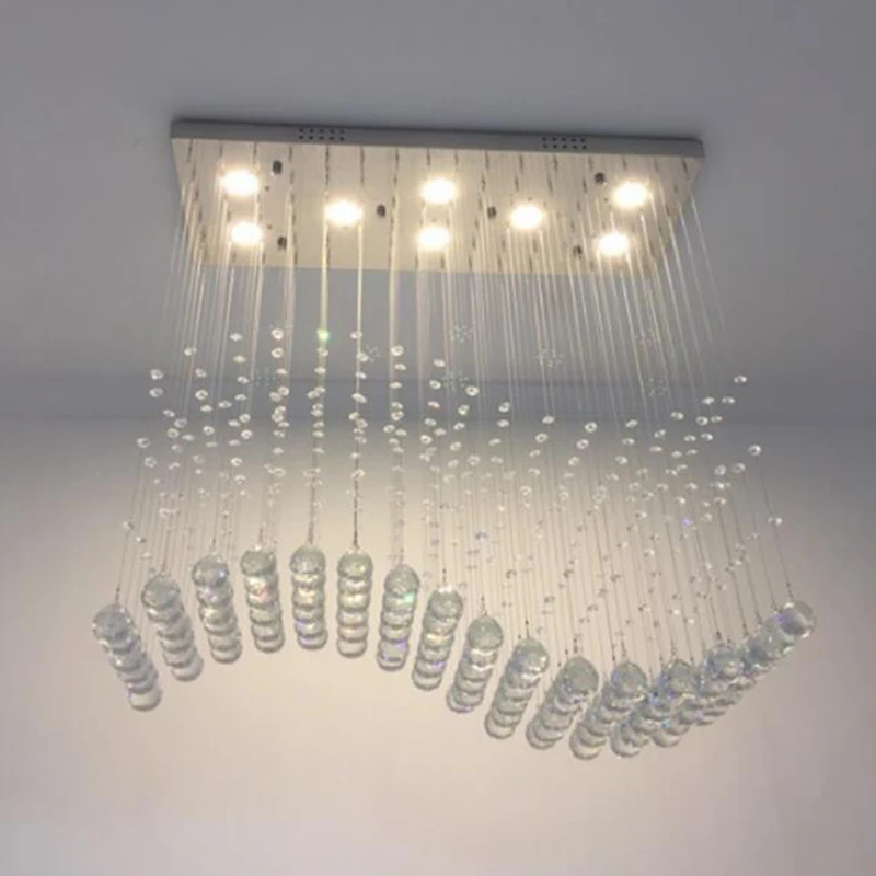 LED-Moderne Rektangel Stue krystallysekroner K9 Kampprogram for Elektriske Apparater Og Lampe Indendørs Hjem Kontor