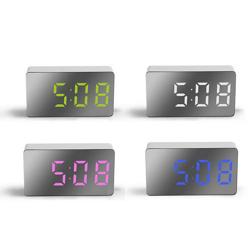 LED Multifunktionelle Spejl Ur Digital Alarm Snooze-Display LCD-Tiden Natten Lys Tabel Desktop USB 5v/Ingen Batteri Home Decor