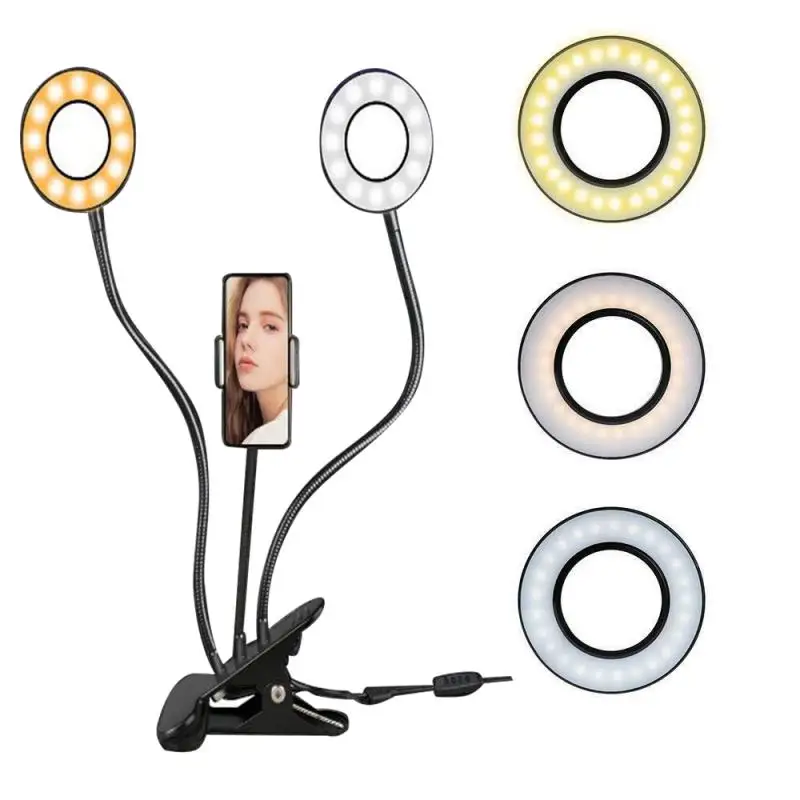 Led-Ringen Lys Makeup Selfie Ring Lys Til Lys Ring Til Youtube Fotografering Med Lang Arm Dovne Mobiltelefonholder