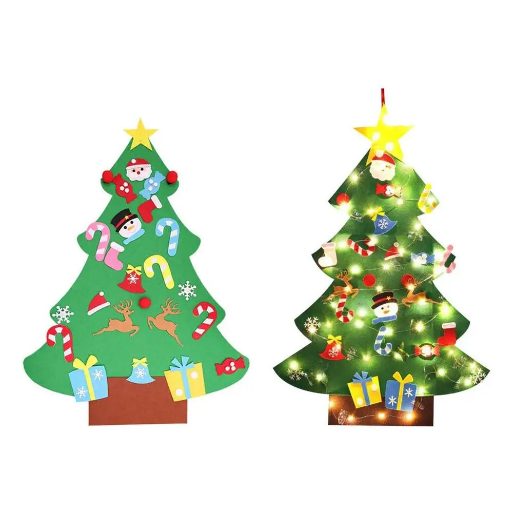 LED StripFelt juletræ Sæt Xmas Hængende Ornamenter Xmas Gaver til Børn Nye År Julepynt Småbørn Gaver