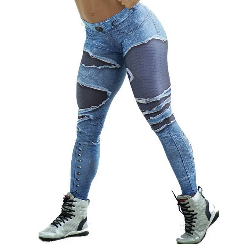 Leggings Kvinder 2019 Jeans Udskrivning Leggings Sætte Hip Elastisk Høj Talje Legging Åndbar Slanke Bukser, leggins trænings-og legging