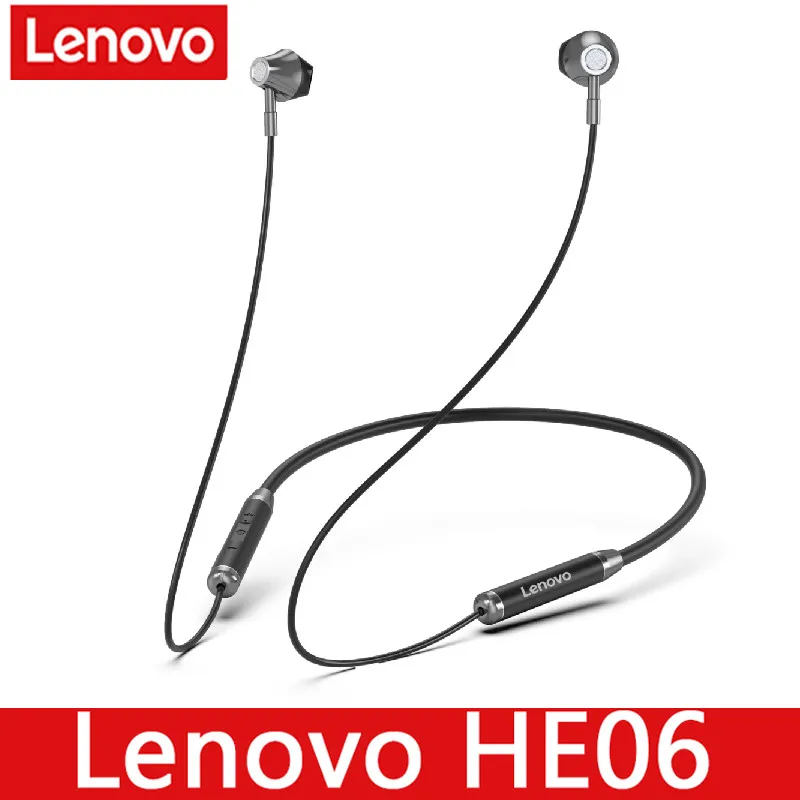 Lenovo HE06 Bluetooth-5.0 Neckband Trådløse Hovedtelefoner Stereo Sport Magnetiske Bluetooth Headset Sport Kører Vandtæt Headset