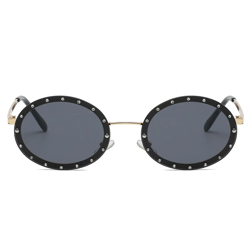 LeonLion 2021 Runde Retro Solbriller Kvinder Diamant Briller Kvinder Luksus Mærke Briller Kvinder Metal Gafas De Sol < / Para Hombre