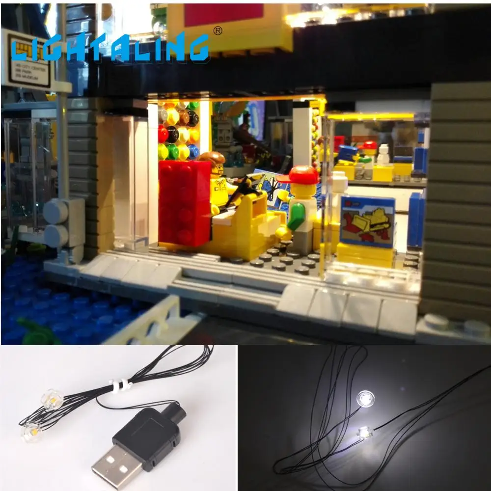 Lightaling byggesten Mursten Tilbehør LED Lys Kit Kan Dekorere Alle Blokke Bygning Legetøj USB-Afgift Model
