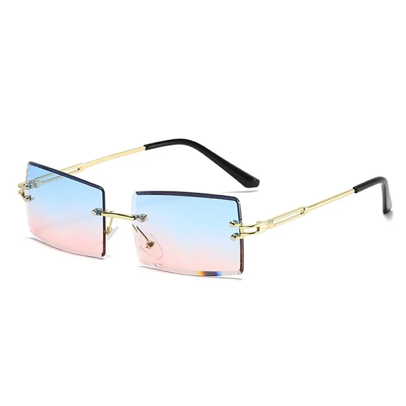 Lille Rektangel Solbriller Kvinder Uindfattede Square solbriller til Kvinder 2020 Sommer Stil Kvindelige UV400 Grønne Brune Briller