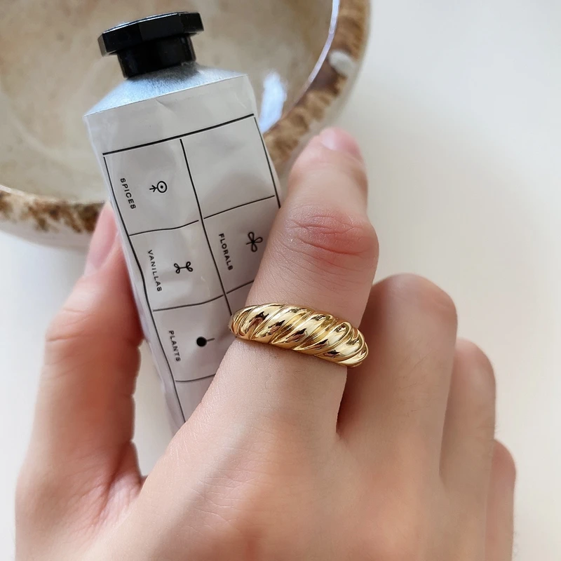 LouLeur Ægte 925 Sterling Sølv Twist Ring i fransk Stil, Minimalistisk Guld Bred Ringe til Kvinder Mode Luksus Fine Smykker Gaver