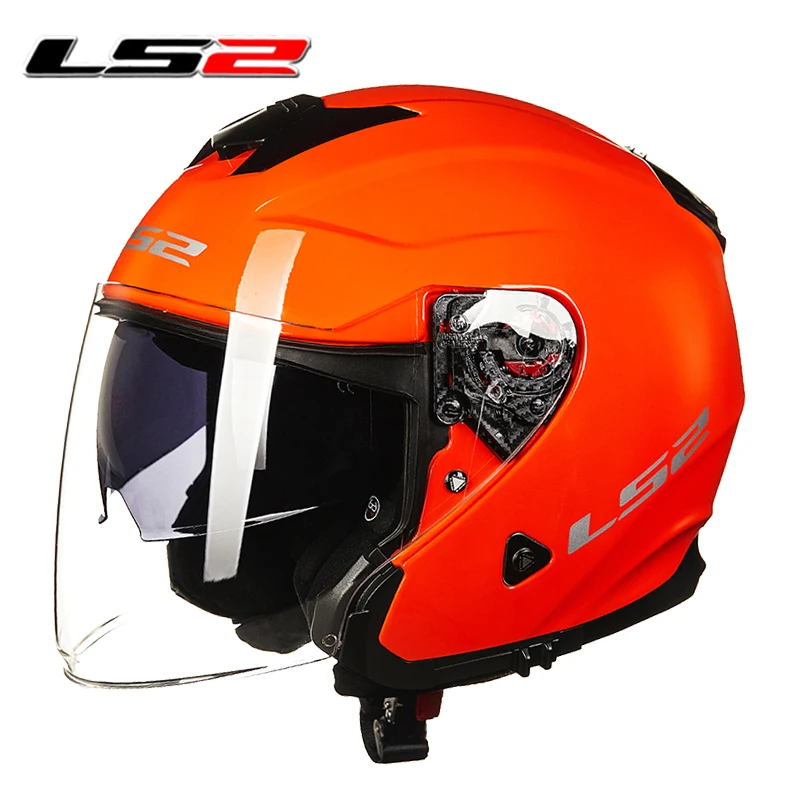 LS2 motorcykel open face hjelm 3/4 hjelm dobbelt linser racing halvdelen hjelme motorcykel hjelm cascos casque moto