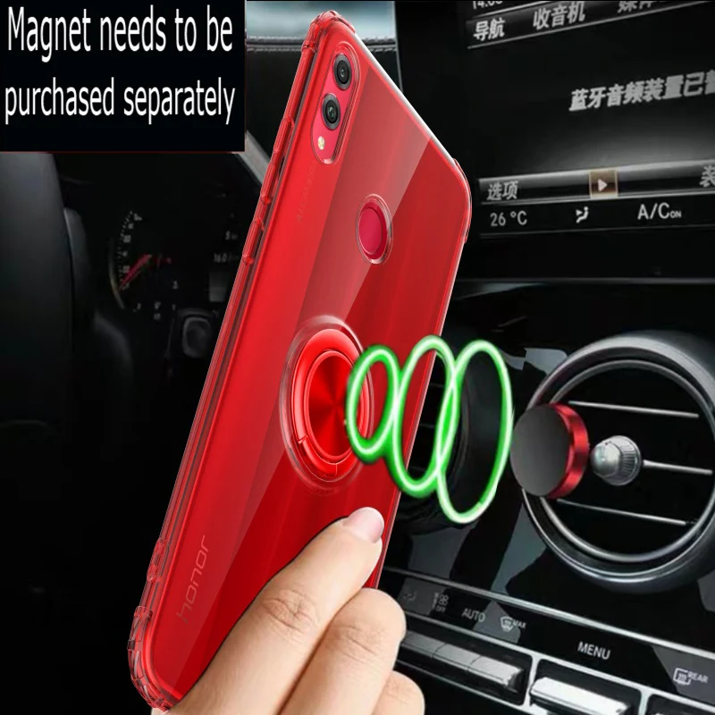 Luksus Gennemsigtig Magnetisme Soft Phone Sager Til Huawei Honor 8X Dække med Finger Ring Holder Til Huawei Honor 8X Funde Coque