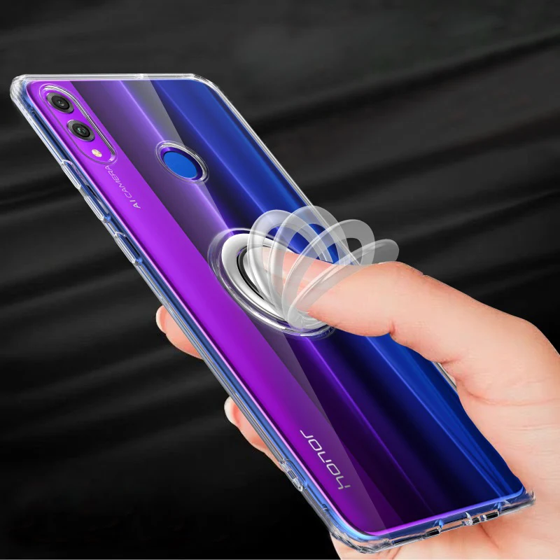 Luksus Gennemsigtig Magnetisme Soft Phone Sager Til Huawei Honor 8X Dække med Finger Ring Holder Til Huawei Honor 8X Funde Coque
