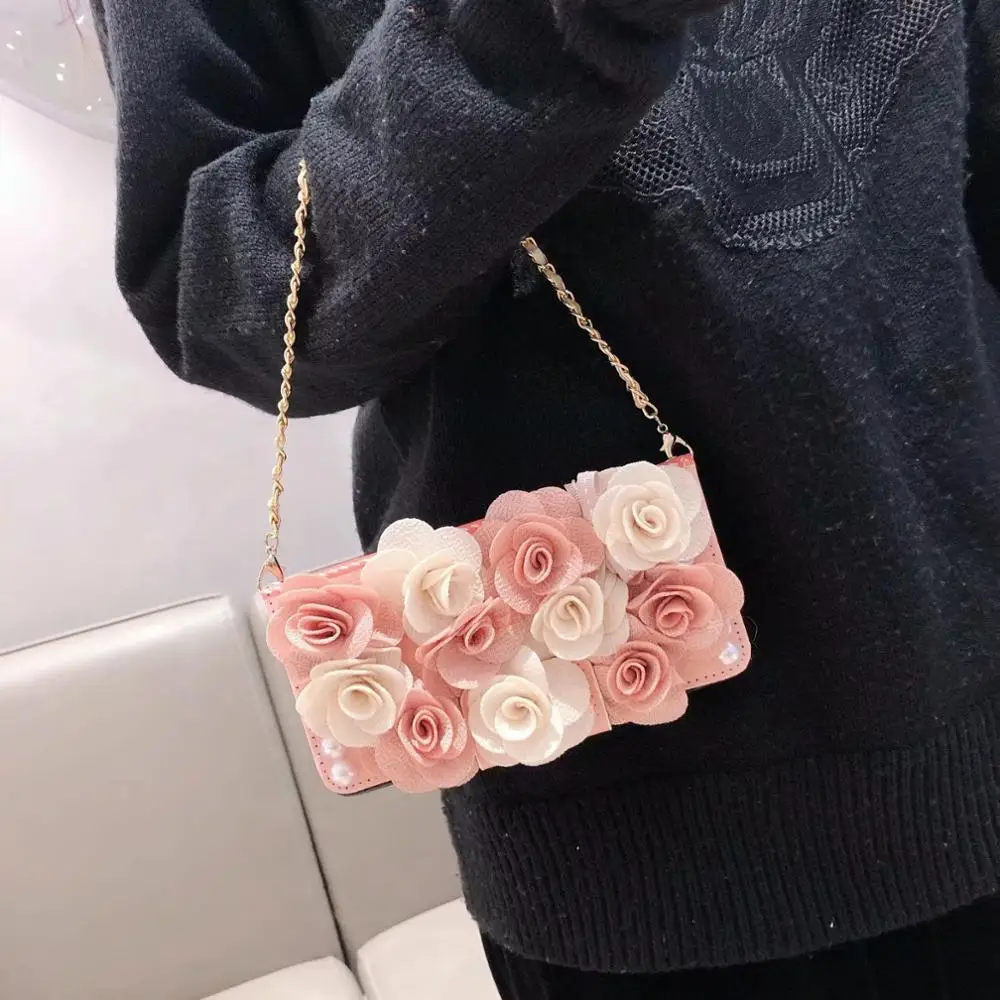 Luksus Mode Håndtaske Design-3D Pearl Steg Blomst Flip Wallet Læder taske Cover Til iPhone 11 Pro XS Antal XR-X 8 7 6 6S Plus