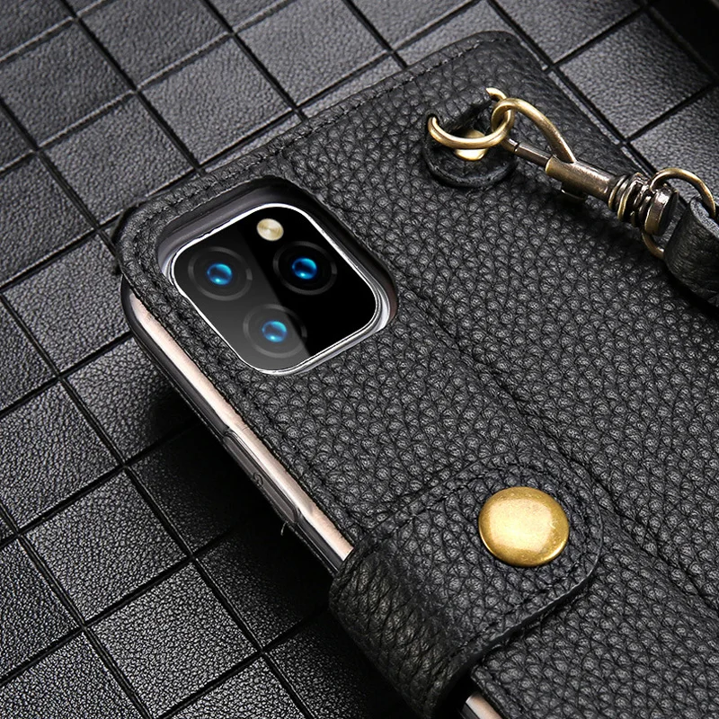 Luksus Ægte Læder Lynlås Flip Stand Holder Fran-26K Phone Case For iPhone 6S 7 8 Plus X XR XS ANTAL 11 11Pro ANTAL Pung Tasker