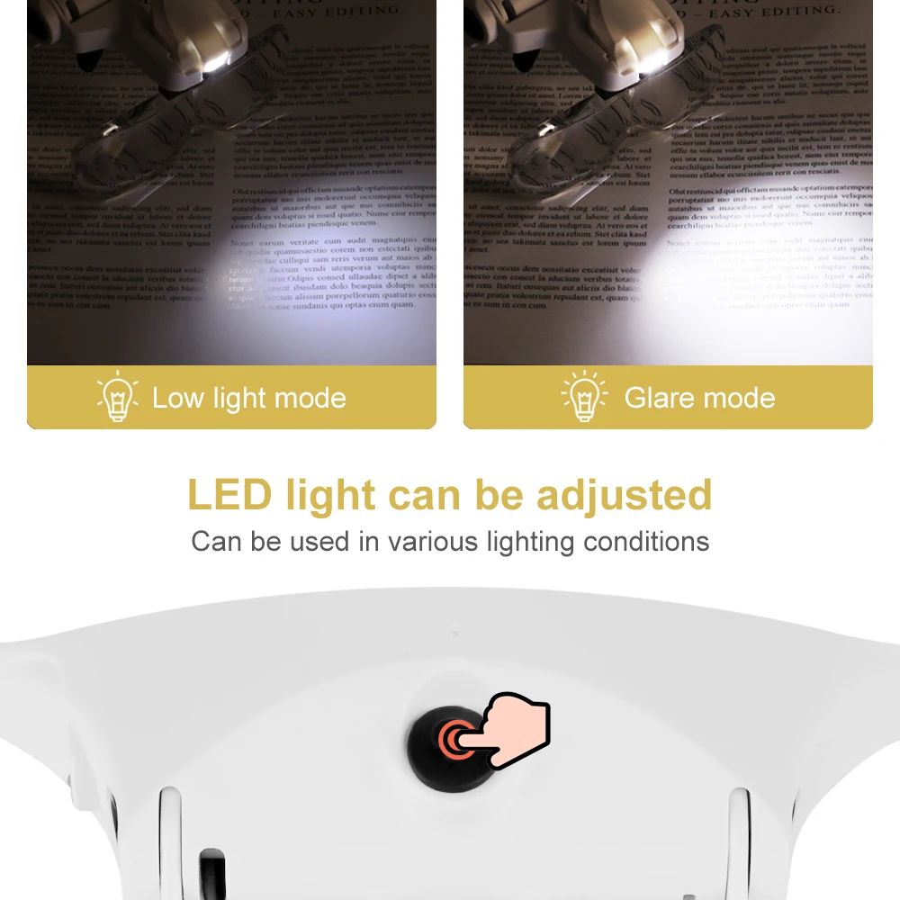 Luplamper, Genopladelige LED-Lys Lampen Hovedet Lup Hovedbøjle Lup-Briller Briller Værktøj Reparation Læsning Lup