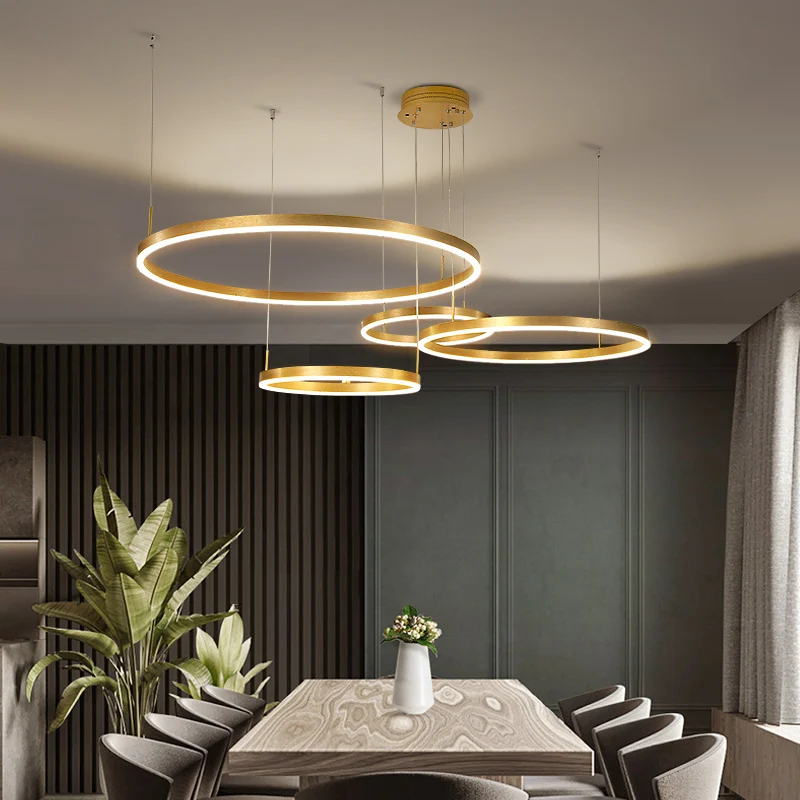 Luxury LED Chandeliers Lighting For Kitchen Living room Loft Hanging Chain Nordic Gold Chandelier Bedroom Lamp lustre industriel