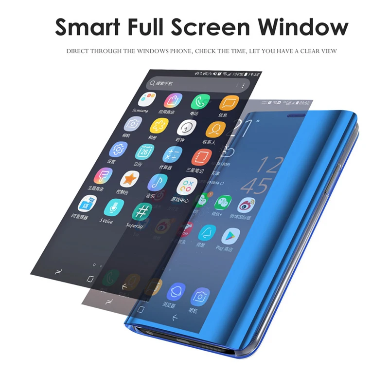 Læderetui cover Til Huawei y6 2019 Luksus Smart spejl Sagen For Huawei y6 2018 Lys Flip Case Book Cover