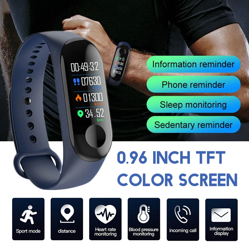 M3 Smartband Fitness tracker armbånd Smart Armbånd Blodtryk pulsmåler Smart band Armbånd smart band For mænd
