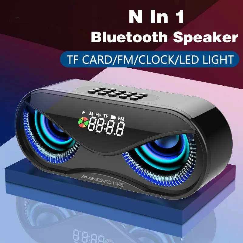 M6 Cool Ugle Design Bluetooth-Højtaler, LED-Blitz, Trådløse Højttaler FM-Radio, Vækkeur TF Card Support skal du Vælge Sange Efter Antal