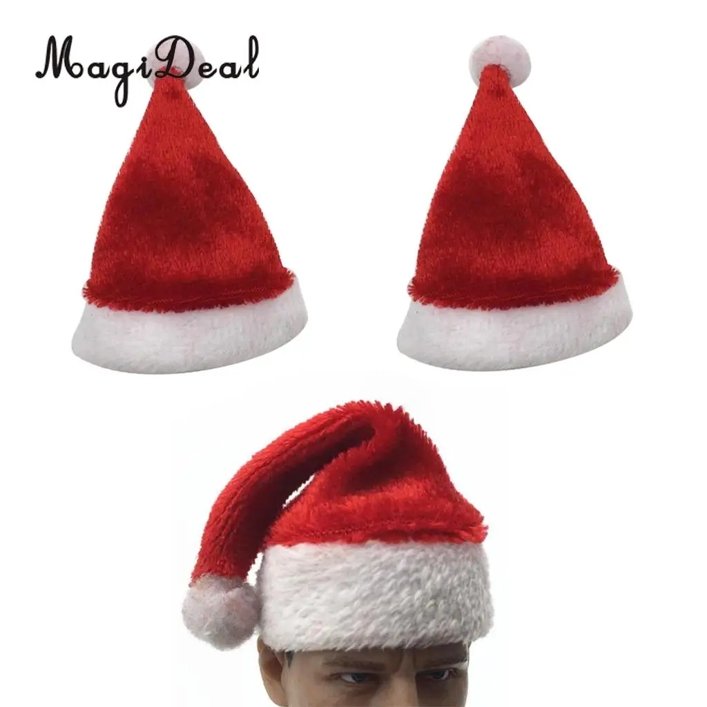 MagiDeal 2stk 1/6 Skala Christmas Santa Claus Hat Hætte til 12 tommer Action Figur Dukke Toy Tilbehør