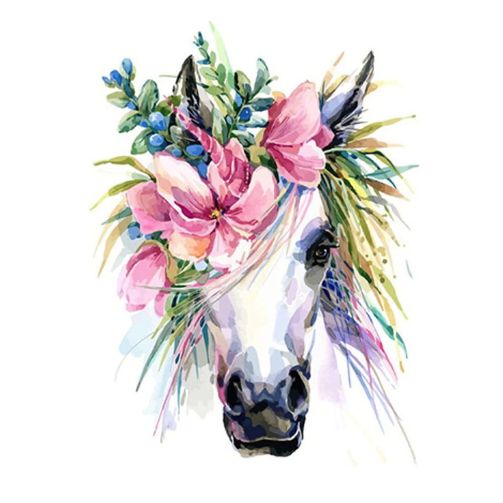Maleri Af Numre DIY Dropshipping 40x50 60x75cm Smuk Blomst Hest Hoved Lærred Bryllup Dekoration Kunst billedet Gave