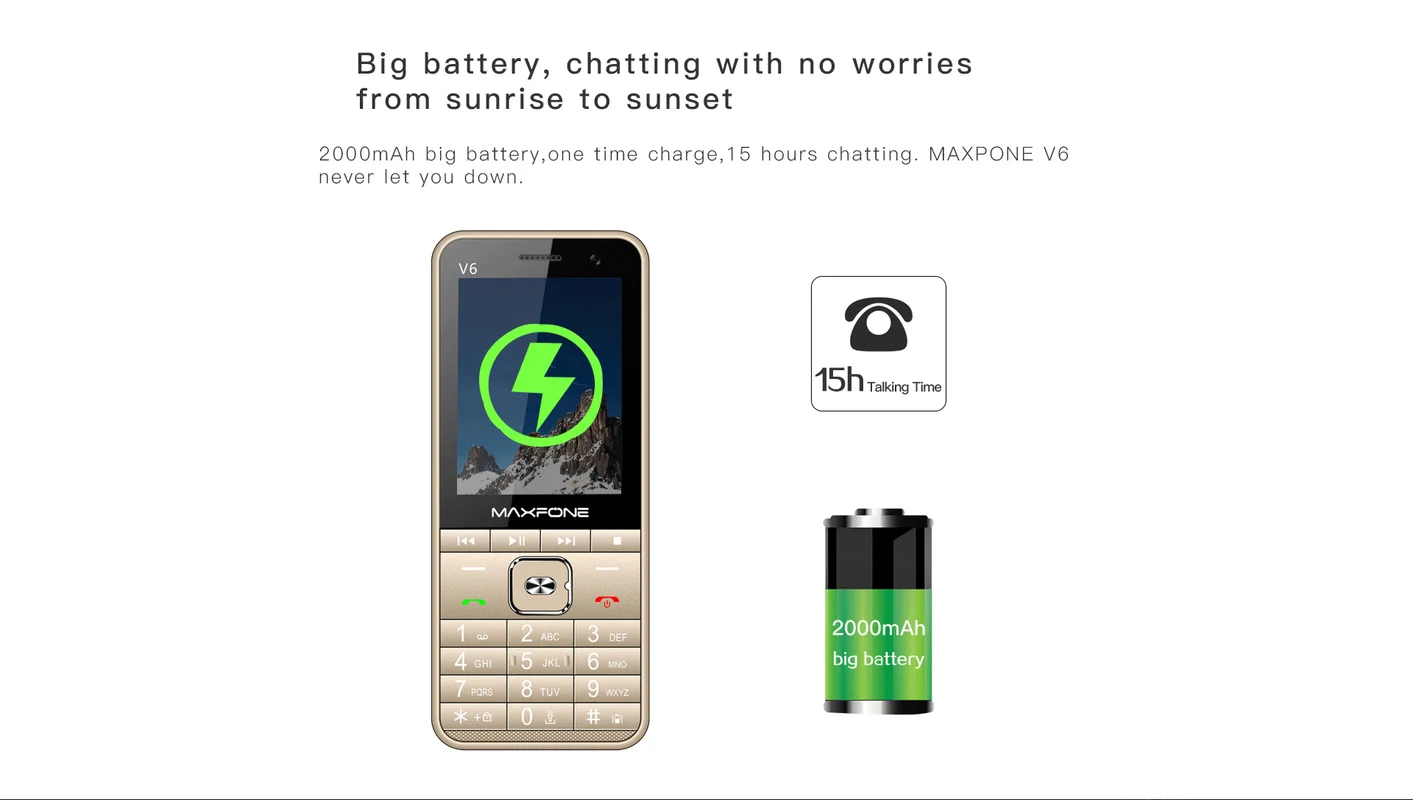 MAXFONE V6 Mobiltelefon 2.8
