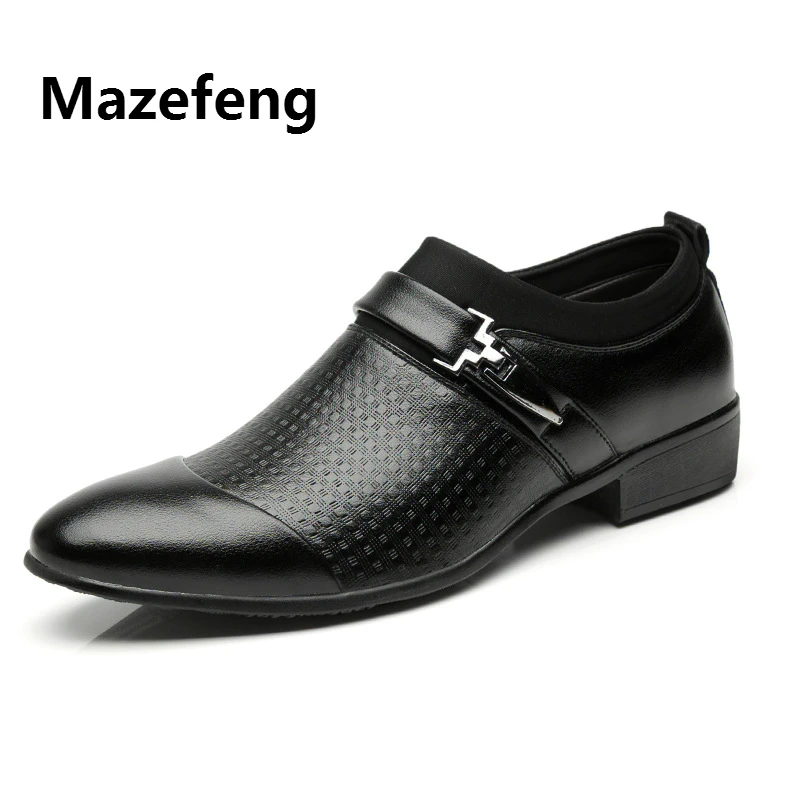 Mazefeng Mode Oxford Sko til Herre Sko Metal Dekoration Mænd Formelle Sko Læder Mænd Kjole Loafers Man Slip på Masculino