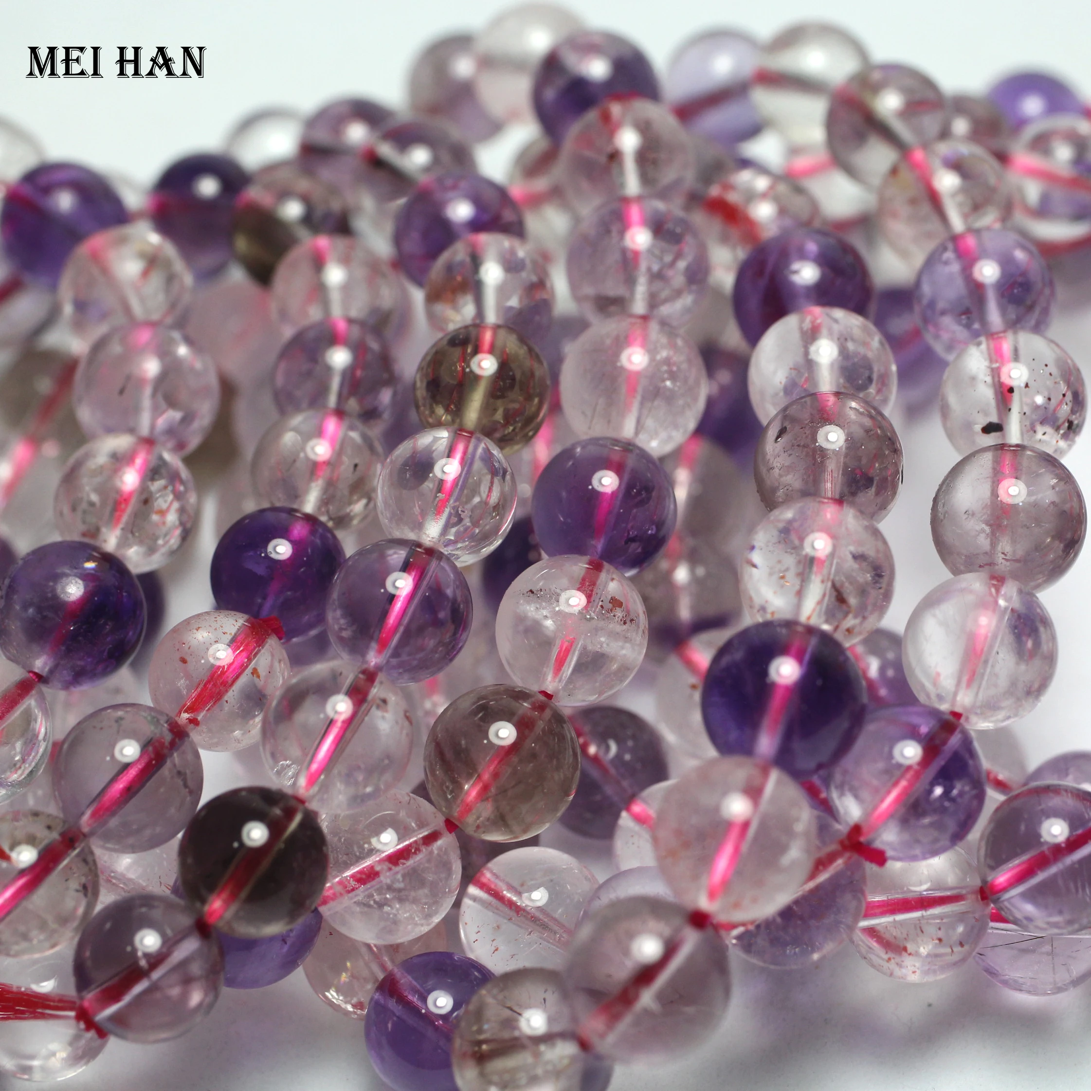 Meihan Gratis fragt (2bracelets/sæt) naturlige 9-9.3 mm Super 7 crystal glatte runde sten perler til smykkefremstilling design