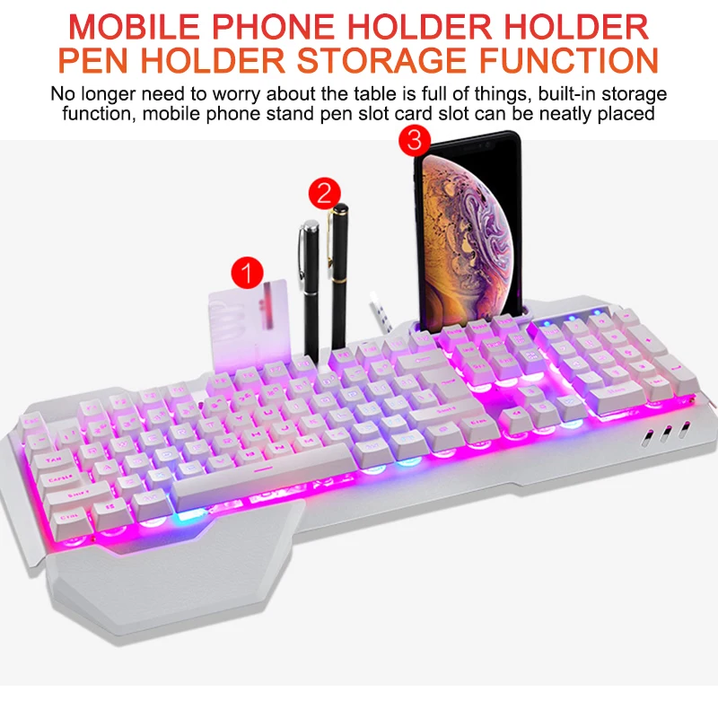 Mekanisk Gaming Tastatur For PUBG Kablede Ergonomiske Tastatur Med RGB-Baggrundslys telefonholder Gamer-Tastatur Til Tablet Desktop