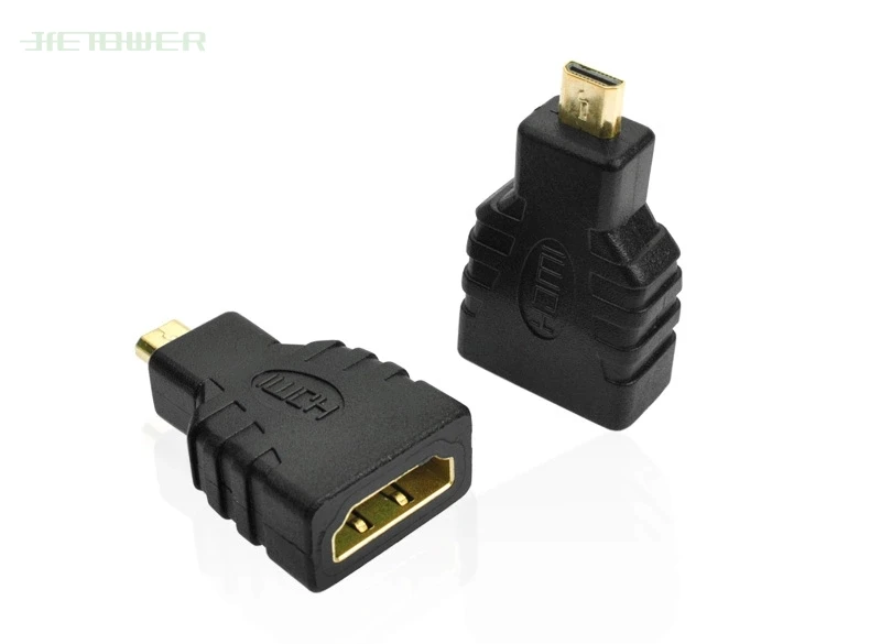 Micro HDMI Male to HDMI Female Type D Mandlige Guld Udvidelse Adapter F/M Converter Stik Kabel til HD-TV Kamera 300pcs/masse