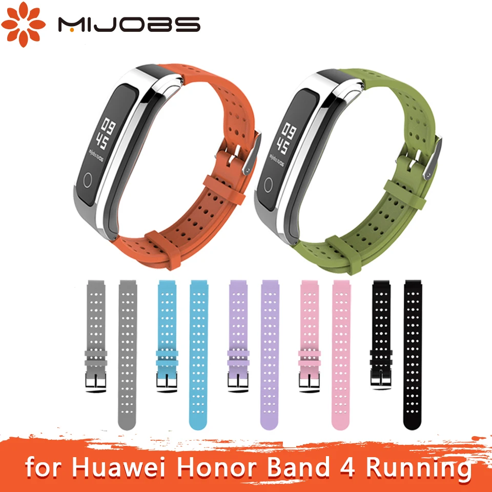 Mijobs Armbånd til Ære Band 4 Kører Rem Silikone Sports Håndledsrem Til Huawei Honor Band 4, der Kører Smart Armbånd Ur