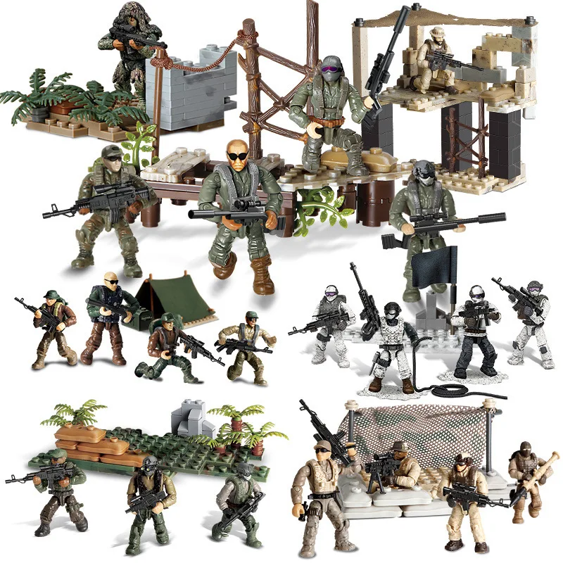 Militær-Serien PUBG Battlegrounds SWAT Soliders Action Figurer Hær WW2 Våben, Kanoner Indstiller Model byggesten Kit Mursten Legetøj