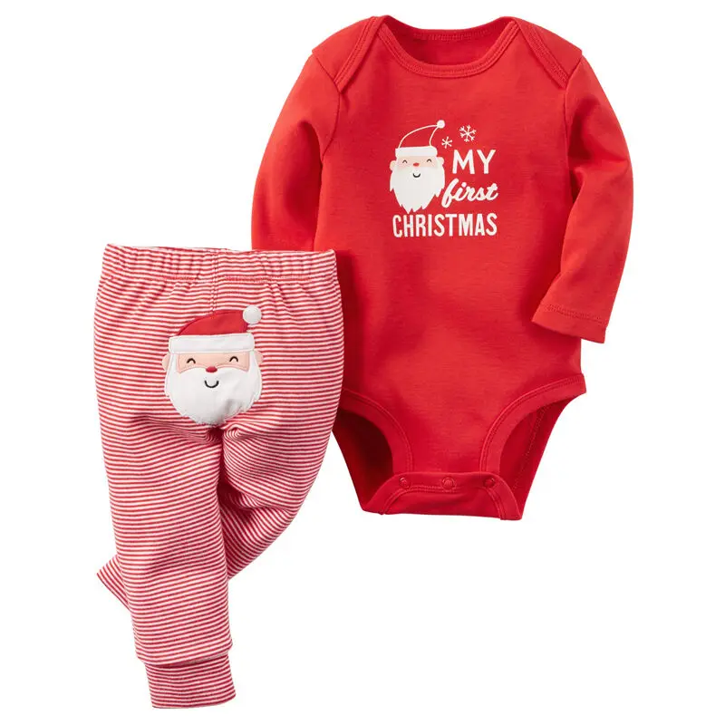Min 1. Jul Xmas Tøj Sparkedragt + Bukser sæt 2stk Toppe-Tøj til Baby, Dreng, Pige Nyfødte baby tøj sæt, 0-18M