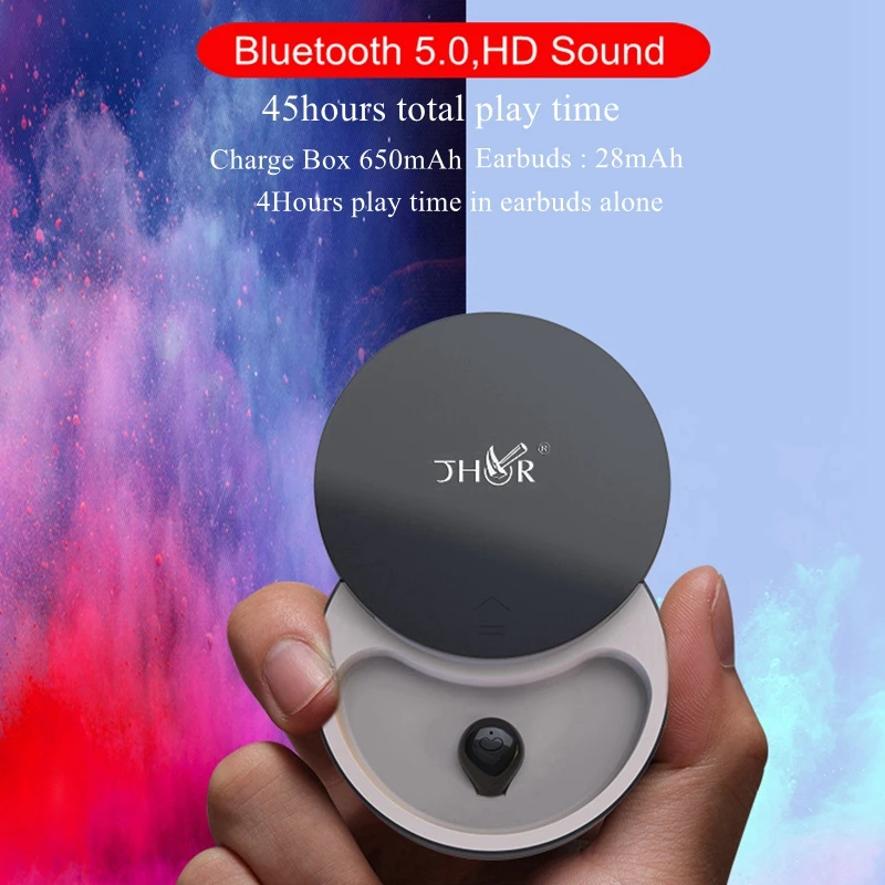 Mini Bluetooth 5.0 Øretelefon Usynlige Enkelt Øretelefoner Trådløse Hovedtelefoner TWS Bas, Stereo Øretelefoner Knap Kontrol Med Mikrofon
