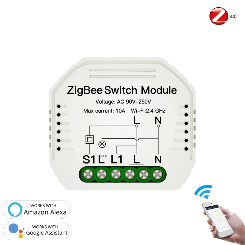 Mini DIY ZigBee 3.0 Smart Light Switch-Modul Smart Liv/Tuya APP Timing Home Automation Arbejde Med Alexa, Google Startside