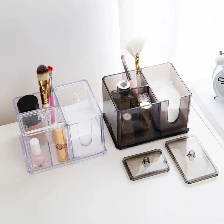 Mini Table Kosmetisk Pensel opbevaringsboks Makeup Bomuld Arrangør med Låg, Plast Skønhed Podning Beholder til Læift/Neglelak