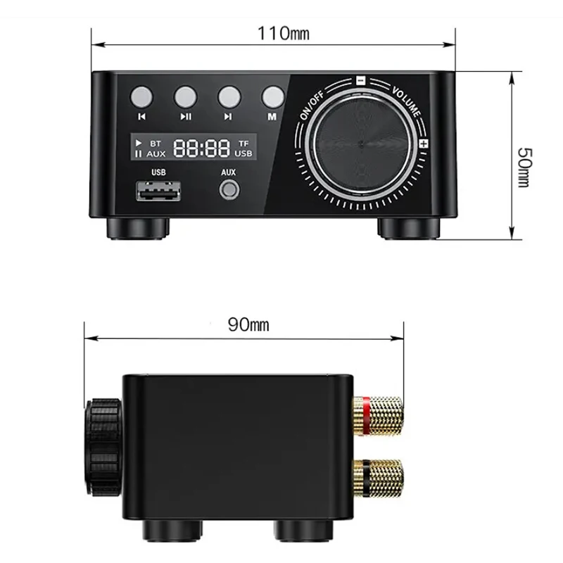 Mini TPA3116 Power-Forstærker, Bluetooth-5.0 Modtager Stereo Hjem Bil Audio Forstærker USB-U-disk 100w Musik Afspiller