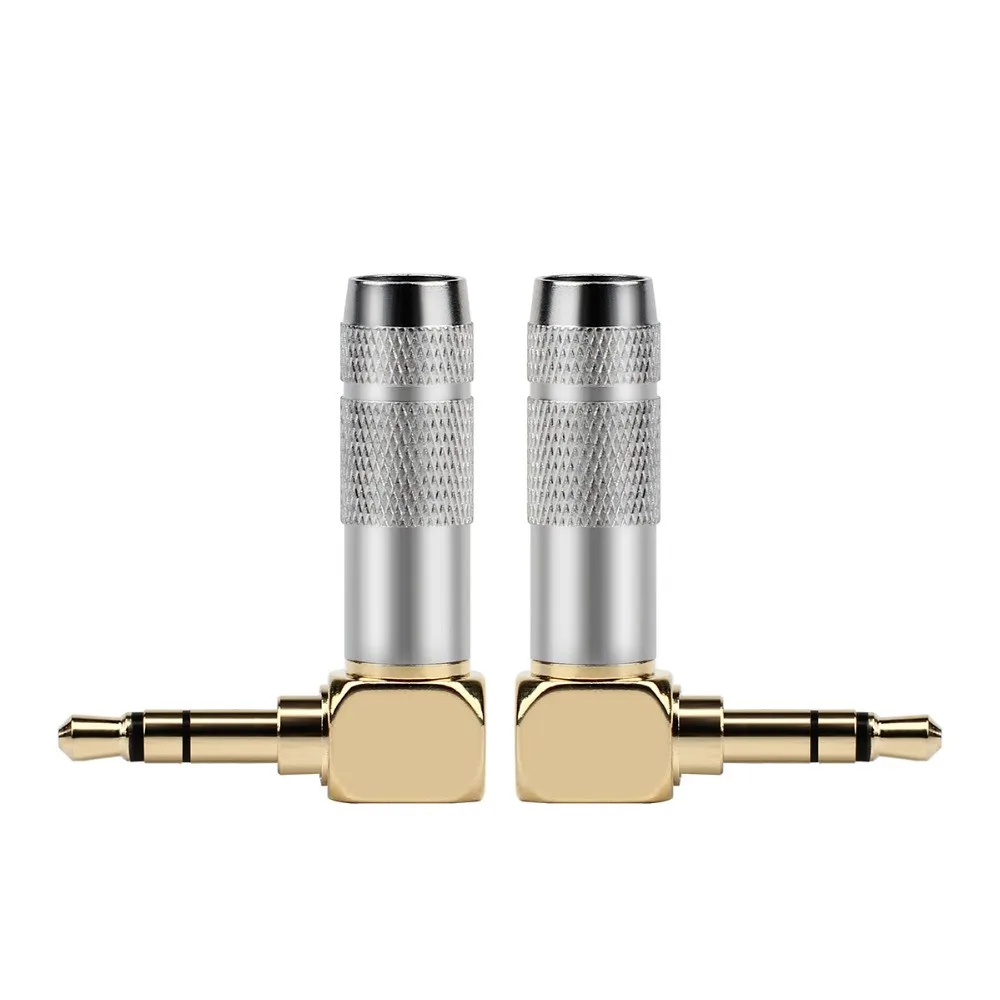 MinIjack 3.5 mm-90 Grader 3 Poler 6,0 mm Wire Hul Lyd Stik På 3,5 Hovedtelefon Stik Til Lodning Hovedtelefon Line-Adaptere Sølv