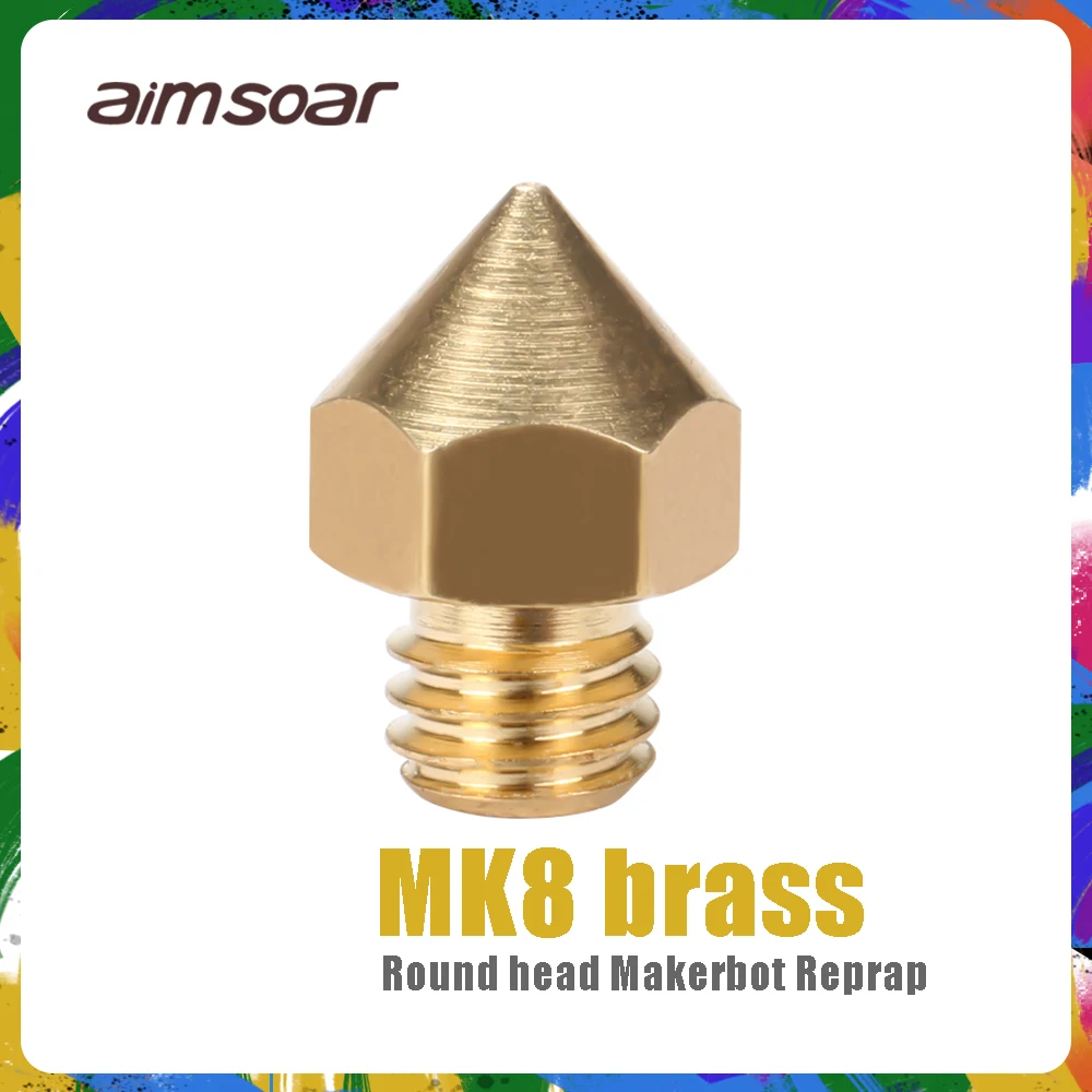 MK8 dyse i Messing kobber Dyse Runde hoved 3d-printer dele 0,2 mm 0,3 mm 0,4 mm 0,5 mm dyse til 1,75 mm endeløse Makerbot Reprap
