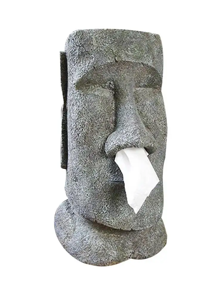 MOAI Easter Island Sten Ansigt Portræt Tissue Box Snot Type Container Indehaver