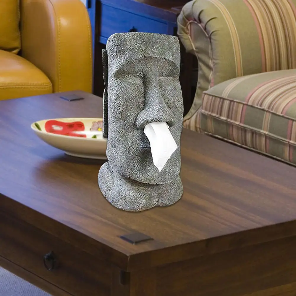 MOAI Easter Island Sten Ansigt Portræt Tissue Box Snot Type Container Indehaver