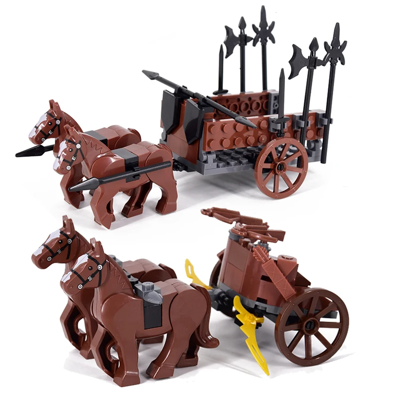 MOC Små byggesten Middelalderlig Katapult Soldat Transport Vogn byggesten Mursten Pædagogisk Legetøj for Børn