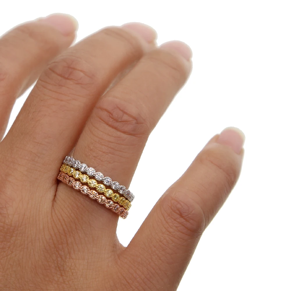 Mode 2.15 ct Cubic Zirconia 3 Evighed Band Ringe Til Kvinder i Ren 925 sterling sølv Ring Mode Smykker Newes