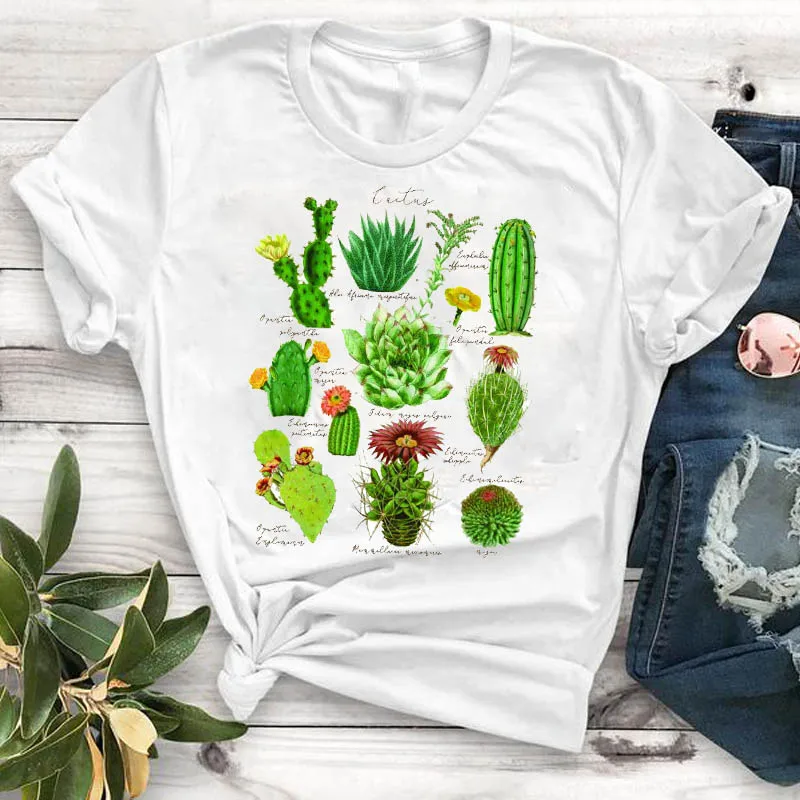 Mode Blomst Plante Sommeren Kvinder Tøj Print T-Shirt Kvindelige Tshirt Kvinder Tee Top Grafisk Kawaii Camisas Mujer t-Shirts T-shirt