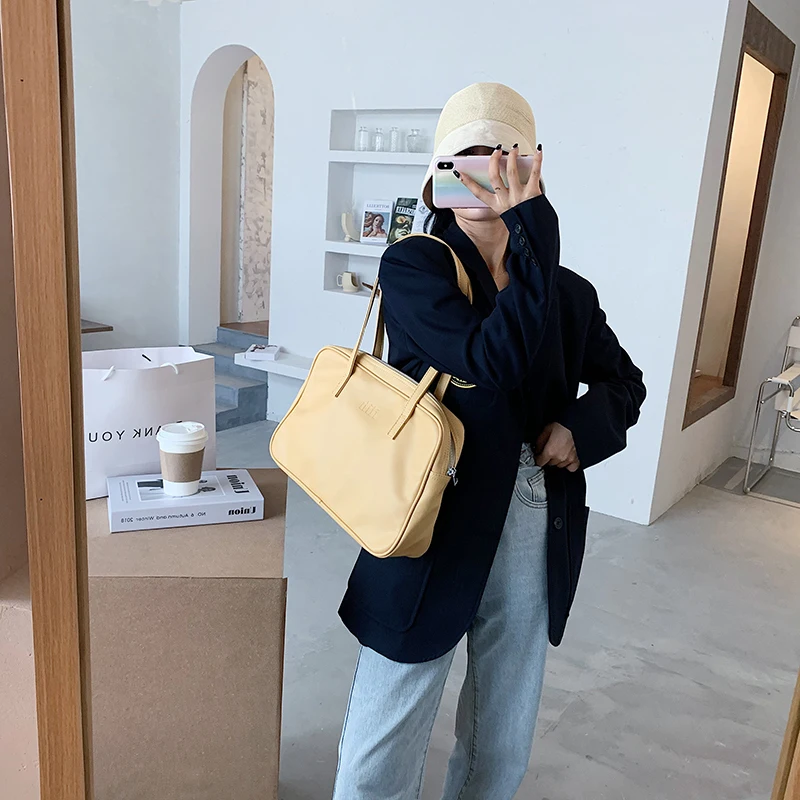 Mode håndtasker solid farve enkle stor kapacitet dame Skulder taske bolsos para mujer tasker til kvinder 2020 sac a main femme