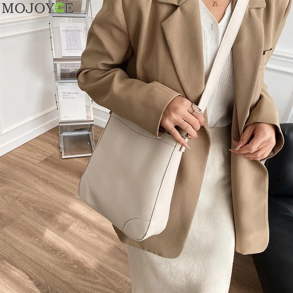 Mode Solid Farve Håndtaske Kvinder Retro Stor Kapacitet Skulder, Top håndtag Tasker Populære Simple Kvindelige Daglige Taske